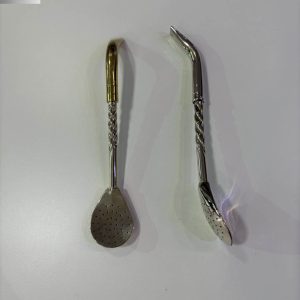 Bombilla alpaca pura y bronce con paleta grande pico de loro curva